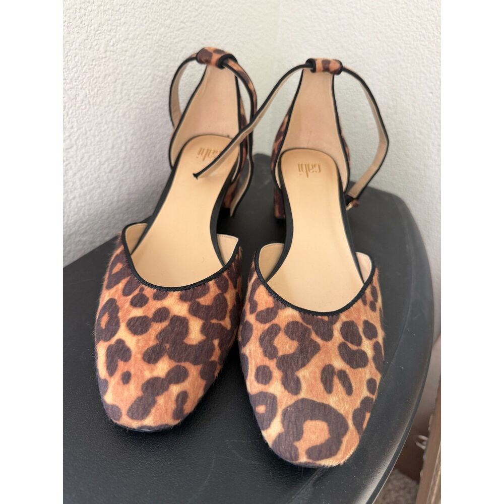 Cabi Kiki Leopard Print Ankle Strap Block Heels Womens Size 39